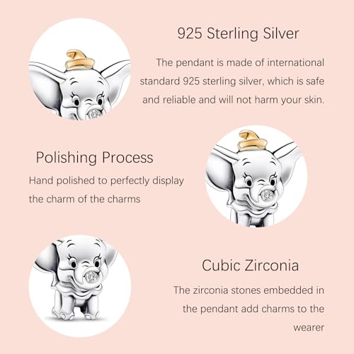 925 Sterling Silver Charms, Mouse, Duck, Elephant Charms Fit European Bracelets Necklaces Make Great Jewelry Gift for Women2