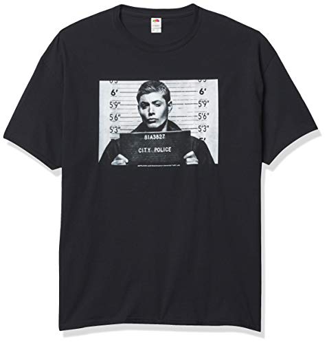 Supernatural Mens Dean Mugshot T-Shirt Black Medium