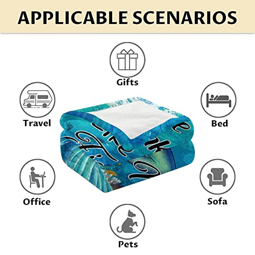 Mercuryelf Mermaid Throw Blanket - Soft, Fuzzy & Warm - 40x50 Inches Flannel Blankets for Travel, Office - Blue Nice Throws Gift for Girls