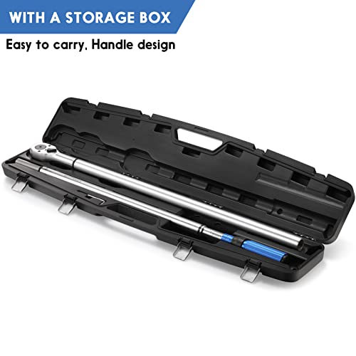 Image of BULLTOOLS 1-Inch Drive Click Torque Wrench, Dual-Scale Adjustable Torque Wrench Set with a Hex Key 200-1000ft.lb / 271-1356.7Nm