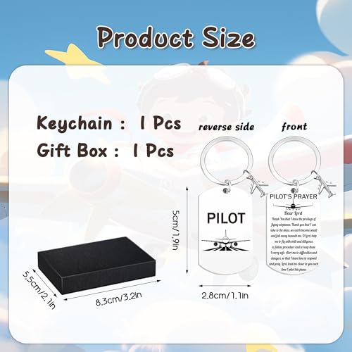 Pilot Airplane Gifts Aviation Men - 1 Pcs Pilot Keychain Inspirational Quote with Black Gift Box for Men Women Flight Attendant Aviation Lovers Key Bag Accessories Birthday Graduation Gift Keyring