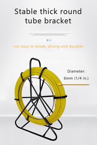 Fish Tape Fiberglass 6MM 500FT Fish Tape Puller Fiberglass Wire Cable Running with Cage [6mm*150m]