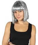 HPO Adult Women's Tinsel Bob Wig Collection | Silver Color | Premium Breathable Capless Cap Design