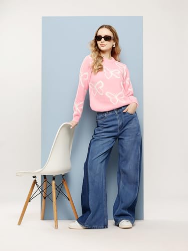 Image of Aarika Women Winter Wear Peach Colour Woolen Butterfly Sweater