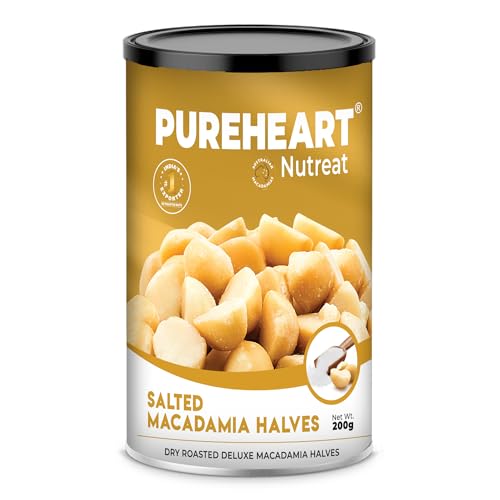 Image of Pureheart Salted Macadamia Halves (200 gm) Premium Roasted Australian Split Macadamia Nuts, Rich in Antioxidants Exotic and Crunchy Dry Fruits, Ideal Snacks, No Additives