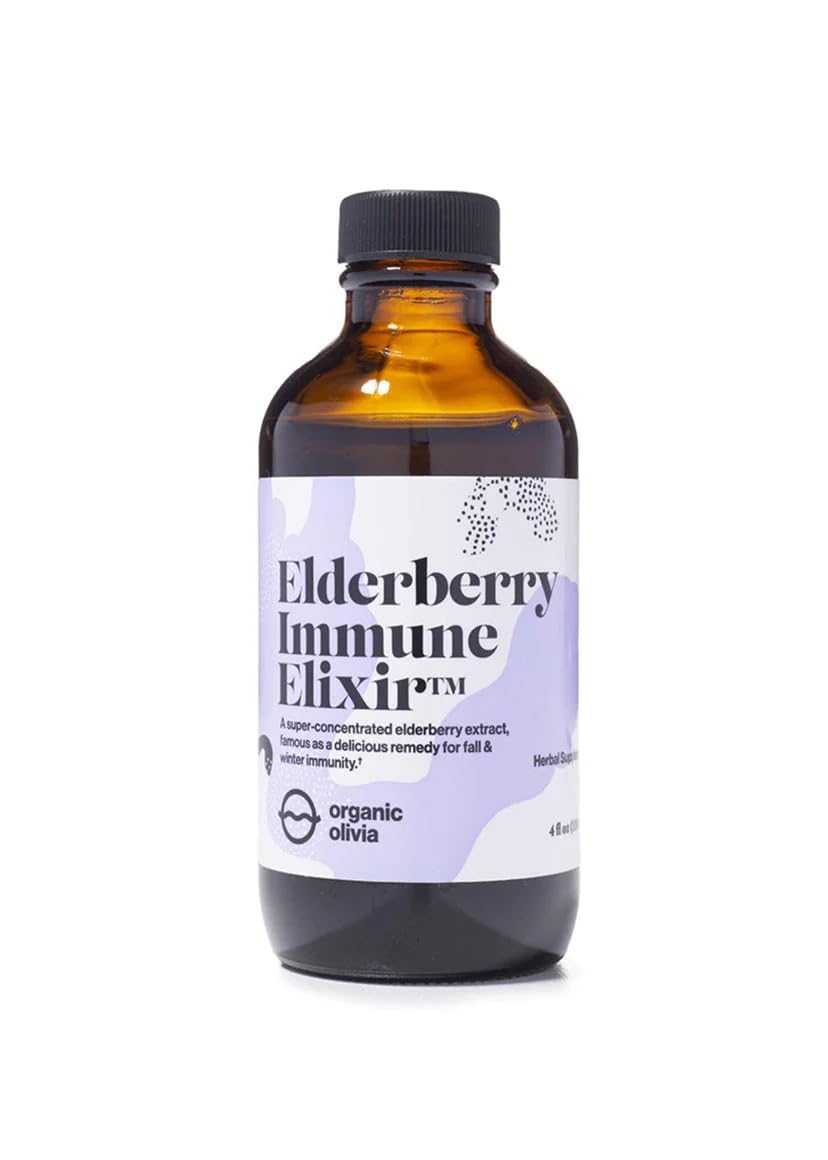 organic olivia Elderberry Immune Elixir Herbal Supplement, Liquid Formula