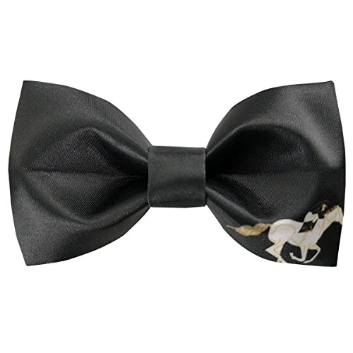 Image of GUUNIEE Men's Satin Silk Racehorse Bow Ties Pre-tied Solid Horse Racing Bowtie