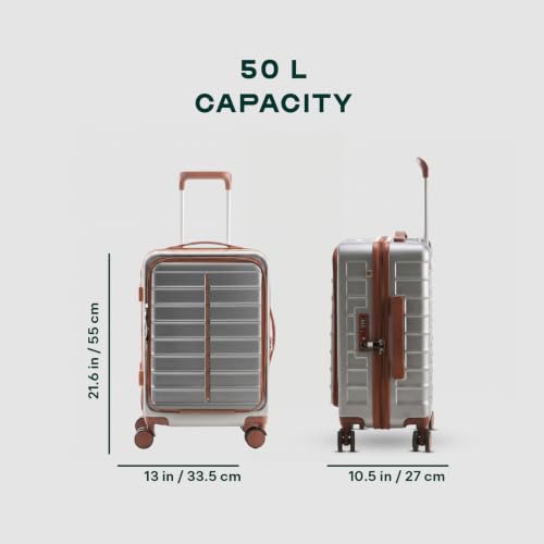 Image of Assembly Odyssey Pro 20 Inch (55cm) Cabin Trolley Bag Lightweight Hard Shell Polycarbonate Suitcase with Laptop Compartment TSA Lock 8 Spinner Wheels, Grey
