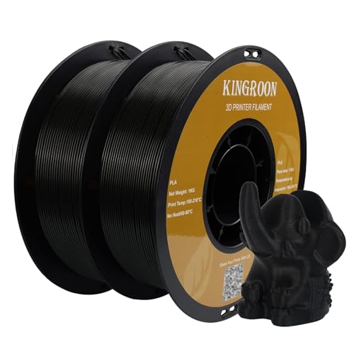 Image of Kingroon PLA 3D Printer Filament, Dimensional Accuracy + /- 0.02 mm, 1 kg Spool(2.2lbs), 1.75mm,2KG Black+Black