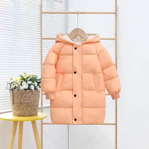 Little Girls Long Puffer Coat Kids Solid Heavyweight Down Bubble Coat Quilted Winter Coat with Hooded for 3-9 Years2