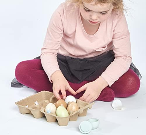 Tender Leaf Toys Grocery Shopping Basket & Wooden Eggs Bundle - Handcrafted Wicker Play Basket with 6 Solid-Wood Eggs in Carton Box for Kids Supermarket Pretend Play, Montessori Toy, Age 3+ — view 5