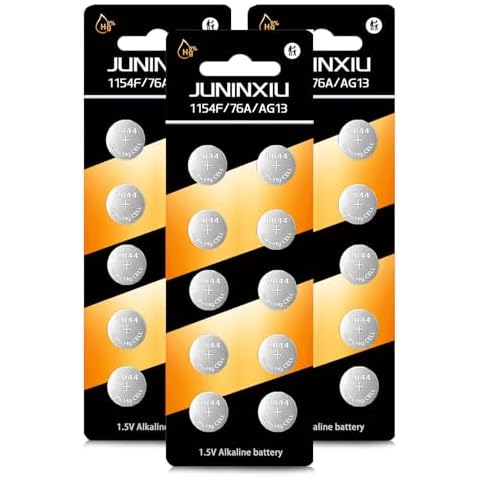 JUNINXIU L1154f Battery AG13 L1154 LR44 SR44 A76 Button L1154h Button Batteries Alkaline Coin Cell (30 Count) Cover