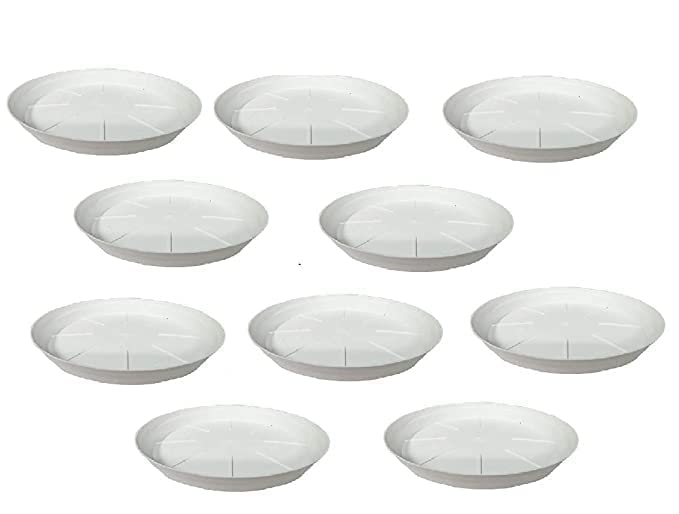 Image of Plastic Bottom Tray Plate 9 inch Suitable for 10 inch, 12 inch, Round Plastic Pot, White Color Set of 10 Pieces