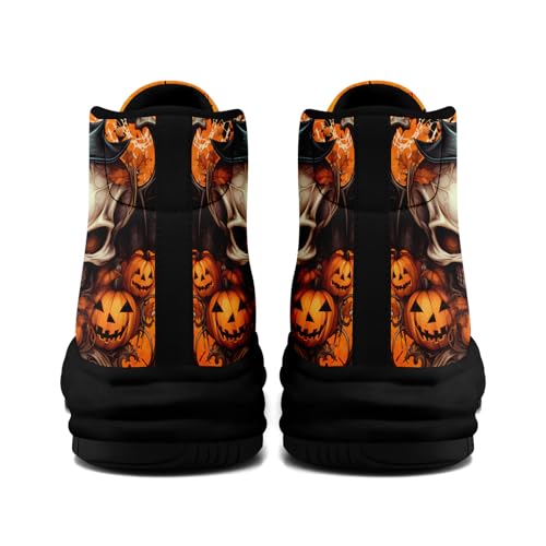 High-Top Canvas Platform Sneakers for Casual Walking, Women's Halloween Design Chunky Shoes Elevated Trainers3