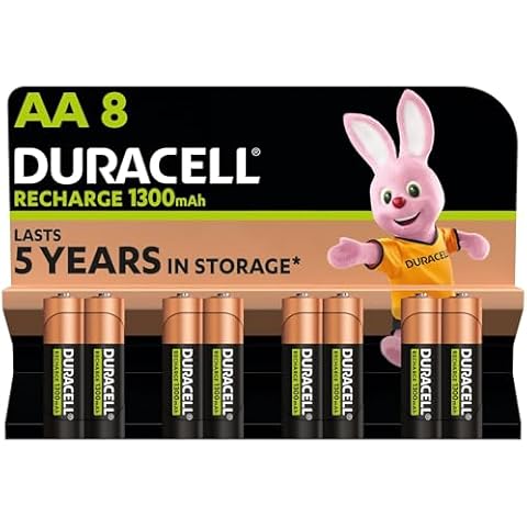 Duracell AA Rechargeable Batteries, 1300 mAh, Pack of 8 Cover