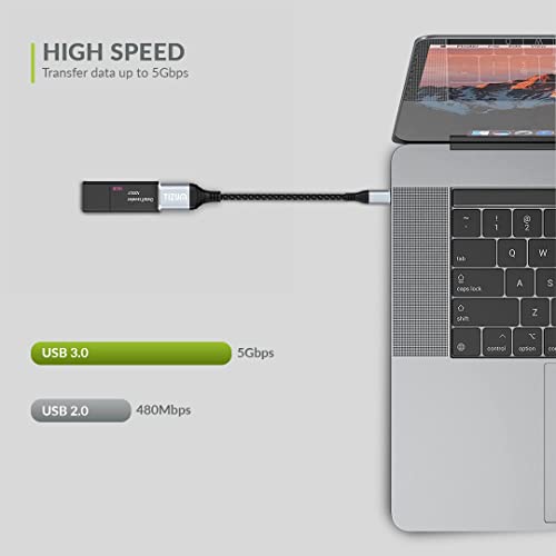 Image of Tizum USB Type C to 3.0 USB OTG Adapter /Cable /Connector, Fast Charging Data Transfer @5GBPS - MacBook Air /Pro, 11 /12.9 iPad Pro, 10.9 iPad Air 4, Galaxy S20, S20+, All Type-C Devices, 22 cm