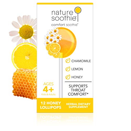 Nature Soothie Comfort Soothie Honey Lollipops with Herbal extracts That Support Throat Comfort (Lemon & Chamomile Extract) 12 Count (1 Pack)