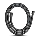 OFFO Shower Hose 1.2m, PVC Smooth Shower Pipe with Washers, Flexible Anti-Kink Handheld Shower Head Hose,High Pressure Shower Hose for Bath Taps Replacement,Matte Black