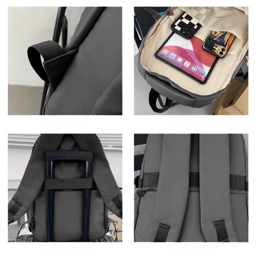 Large Capacity Backpack Fashion Cute Aesthetic Nylon Backpack Accessories (black)2