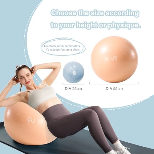 Image of Exercise Ball for Workouts, 25cm /55cm Anti-Burst and Slip Resistant Yoga Ball for Gym Fitness and Physical Therapy (Light Brown)