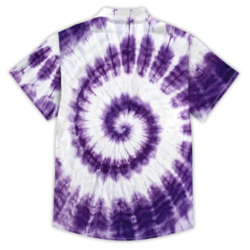 Image of Kids Tie-dye Hawaiian Shirt 80s Button Down Retro Short Sleeve Casual Beach Tropical Funny Party Outfits for Boys
