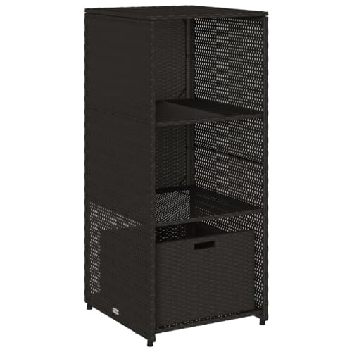 vidaXL Armario de Almacenaje de Jardín, Aparador para Cojines Toallas, Organizador de Herramientas, Portaherramientas para Piscina, Ratán PE Negro