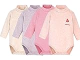 Infant Baby Boys Girls Long Sleeves Thermal Onesies Turtle-neck Bodysuit Fall Winter Cloths Outfit (2-3 T, Pink series (4 of pack))