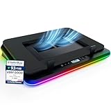 KLIM Turbofrost Gaming Laptop Cooling Pad - 4 Powerful Turbo Fans - 4 x 4000 RPM, Dynamic RGB, 4-Ports USB, Laptop Cooler 2 Power Modes USB-C/DC, Sealed Foam for Fast Cooling - Up to 17in - Black