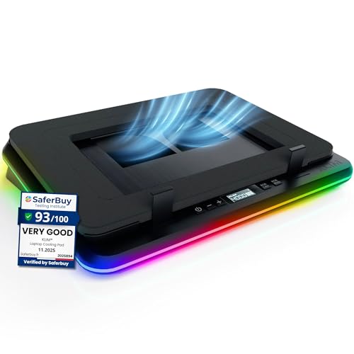 KLIM Turbofrost Gaming Laptop Cooling Pad - 4 Powerful Turbo Fans - 4 x 4000 RPM, Dynamic RGB,...
