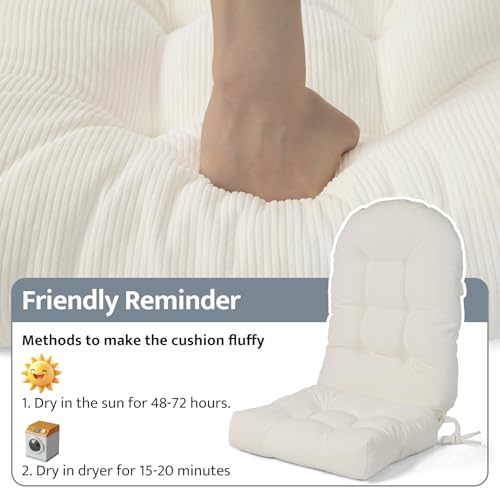 Image of mudilun Adirondack Chair Cushion 44x19x4in for Indoor Rocking Chair Pads | High-resilience foam particles,Thick Tufted, Anti-Slip with Ties,Fits most high back indoor Adirondack & rocking chair Pads