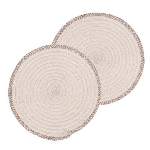 Image of DENOVA Cotton Rope Trivet for Hot Pots and Pans (Cream & Natural Mixed line (Pack of 2)