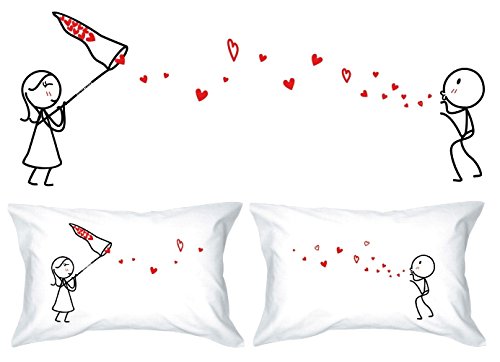 Human Touch, Federe per cuscino romantiche per lui e per lei, Policotone, Federa, 50 x 75 cm, 2 pezzi