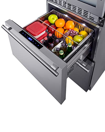 Summit Appliance SWCDRF24 24" Wide Combination Dual-Zone Wine Cellar and 2-Drawer Refrigerator-Freezer, 3.9 cu.ft Refrigerator Capacity, up to 46 bottles, LED Lighting, Digital Controls - Image 5