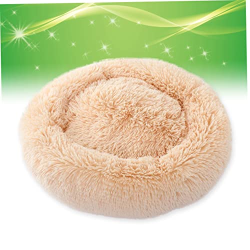 Kisangel Luxus Haustier Bett Runde Donut Katze Hund Kissen Selbst-erwärmung Funktion Größe Beige