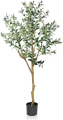 YOLEO 4FT Artificial Olive Tree Tall Faux Silk Olive Planet with ...