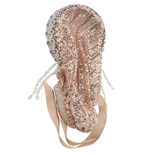 Qcwwy Hijab en Mousseline de Soie pour Femme, écharpe Légère à la Mode, Strass Chauds, écharpes Transparentes, Foulards Châle pour Femmes Musulmanes(Champagne) Cover