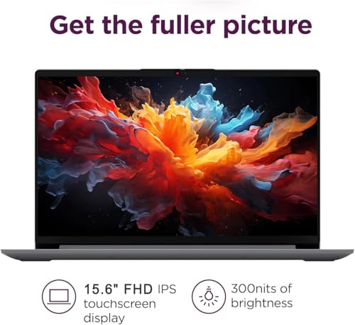 Image of Lenovo IdeaPad 15.6 inch FHD Touchscreen Laptop, 16GB DDR4 RAM, 1TB SSD, Intel Core i3-1215U, WiFi 6, Windows 11 Home in S Mode, SD Card Reader, Cloud Grey Touchscreen Laptop