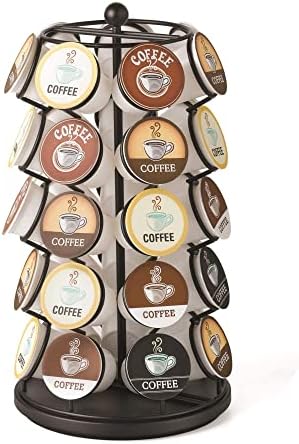 Nifty Coffee Pod Carousel – Compatible with K-Cups, 35 Pack Storage, Spins 360-Degrees, Lazy Susan Platform, Modern Black Design, Home or Office Kitchen Counter Organizer
