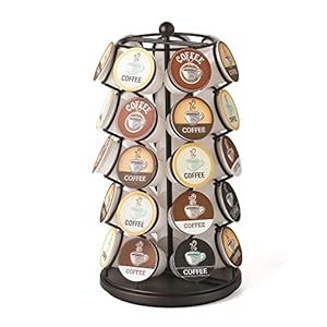 Nifty K Cup Holder – Compatible with K-Cups, Coffee Pod Carousel | 35 K Cup Holder, Spins 360-Degrees, Lazy Susan Platform, Modern Black Design, Home or Office Kitchen Counter Organizer
