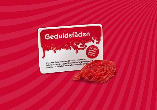 Geduldsfäden, Fruchtgummischnüre mit Erdbeergeschmack aus der Schiebeschachtel, 1er Pack (24g), von Liebeskummerpillen