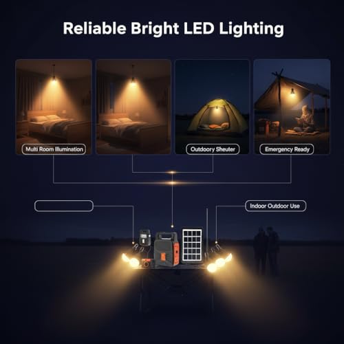 Image of Drumstone 5 𝒀𝒆𝒂𝒓𝒔 𝑾𝒂𝒓𝒓𝒂𝒏𝒕𝒚 Portable Solar Power Station with Rechargeable Battery, LED Lighting & USB Output for Home Camping Travel