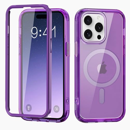 Coque iPhone 13 Pro transparente violet foncé à rabat intégral