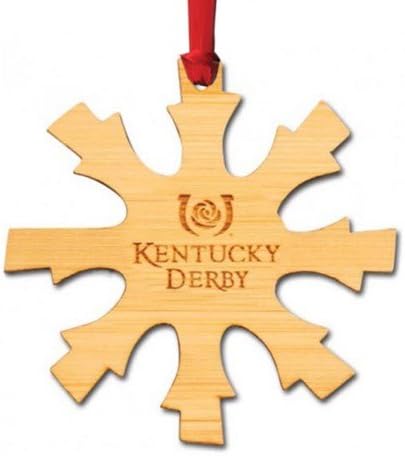 Indiana Metal Craft Bamboo Snowflake Ornament – 3" Diameter, Laser Engraved Kentucky Derby Icon, Christmas Tree Decoration, Heirloom Quality, Made in USA