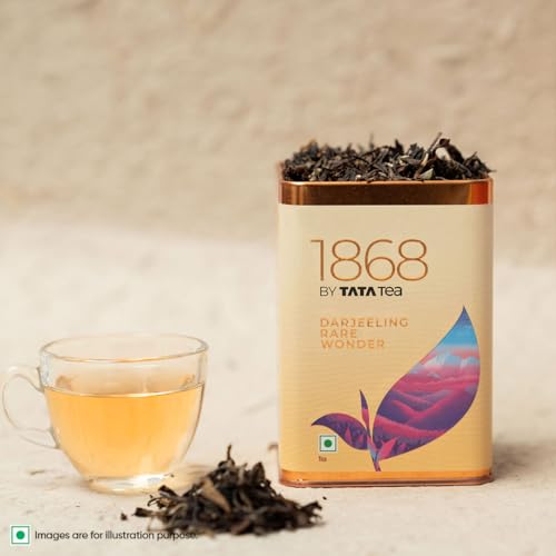 Image of 1868 by TATA Tea Darjeeling Rare Wonder, Pure Darjeeling Black Tea, Hand Rolled, Whole Loose Leaf, Second Flush, Muscatel Flavour, From House of TATA (25 Cups /50g) (Pack of 3)