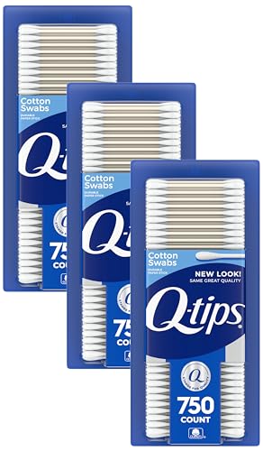 Q-tips Cotton Swabs for Hygiene and Beauty Care Original Cotton Swab Made with 100% Cotton 750 Count (Pack of 3)