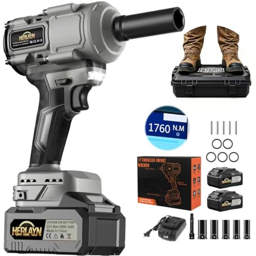 1/2" Cordless Impact Wrench MAX1760N.m Brushless, Dual 4.0Ah Battery