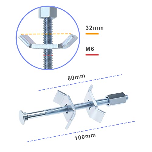 ECSiNG 10 Stück M6 100 mm Arbeitsplatte Gelenkverbinder Arbeitsplatte Verbindungsbolzen Möbel Verbindungsbolzen Zubehör für Küche Arbeitsplatten Bar Theken