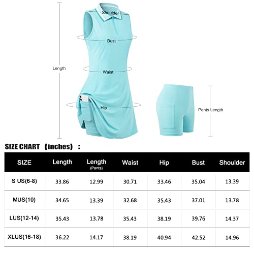 Freeye Womens Golf Dresses Inner Shorts With Pockets, Sleeveless Polo Tennis Dress Stretch Collared Tank Tops Dresses Workout Casual Zippered Sport Clothes Attire Active-Wear Athletic Black Medium thumb #5
