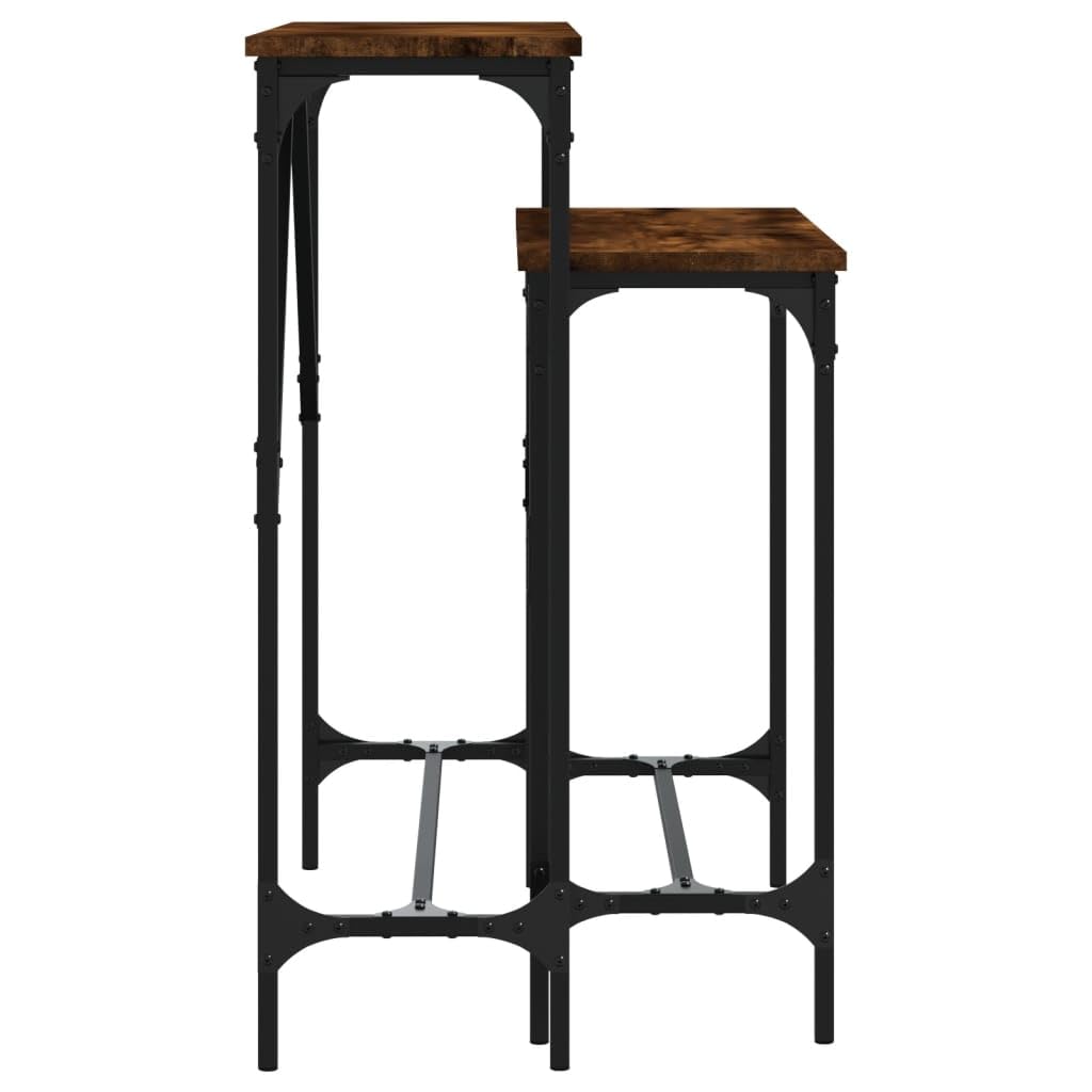 Stoły konsolowe, zestaw 2 sztuk, drewno wędzone, rama metalowa, 95 x 26 x 80 cm, wejście do korytarza, salonu, stabilne stoliki pomocnicze do dekoracji i roślin