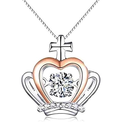 HHIAK666 To My Badass Daughter-Luxe Crown Necklace Gift Set, 925 Silver Plated Short Clavicle Chain Jewelry,The Elegant And Dainty Crown Pendant She Can Shine Like A Queen A Cover